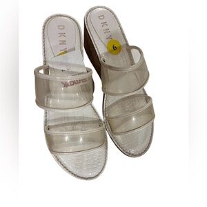 DKNY Clear Strap Wedge Sandals - Size 9